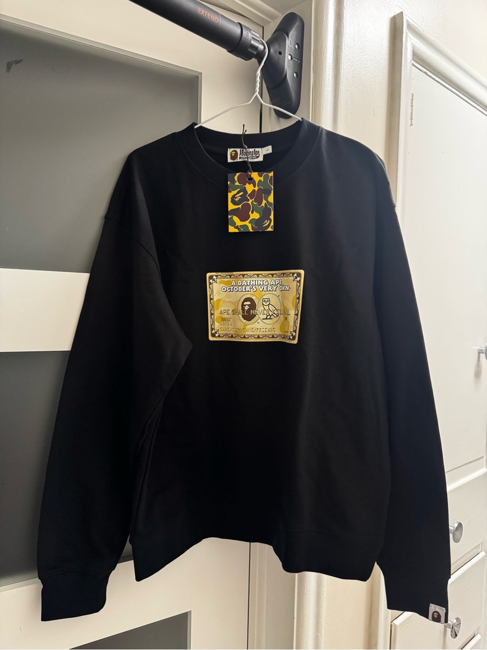 OVO x BAPE Black Card Crewneck Sweatshirt
